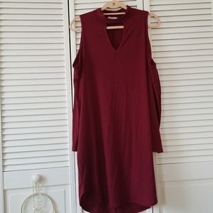 Maroon Cold Shoulder Dress